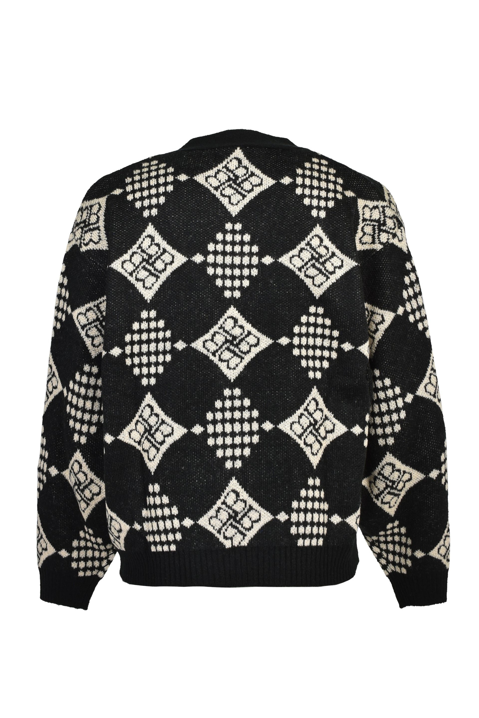 DIAMOND KNIT CARDIGAN / BLK