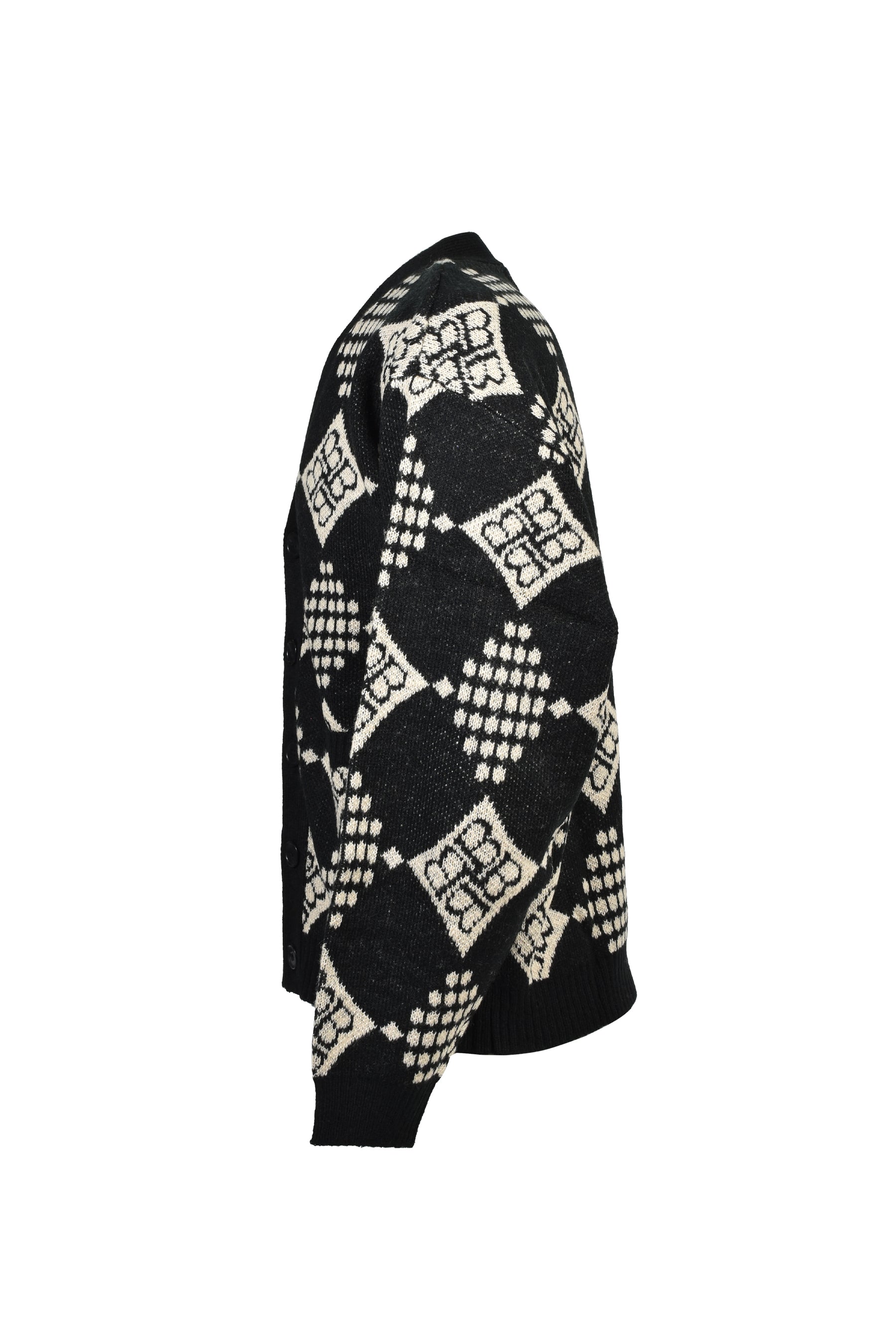 DIAMOND KNIT CARDIGAN / BLK