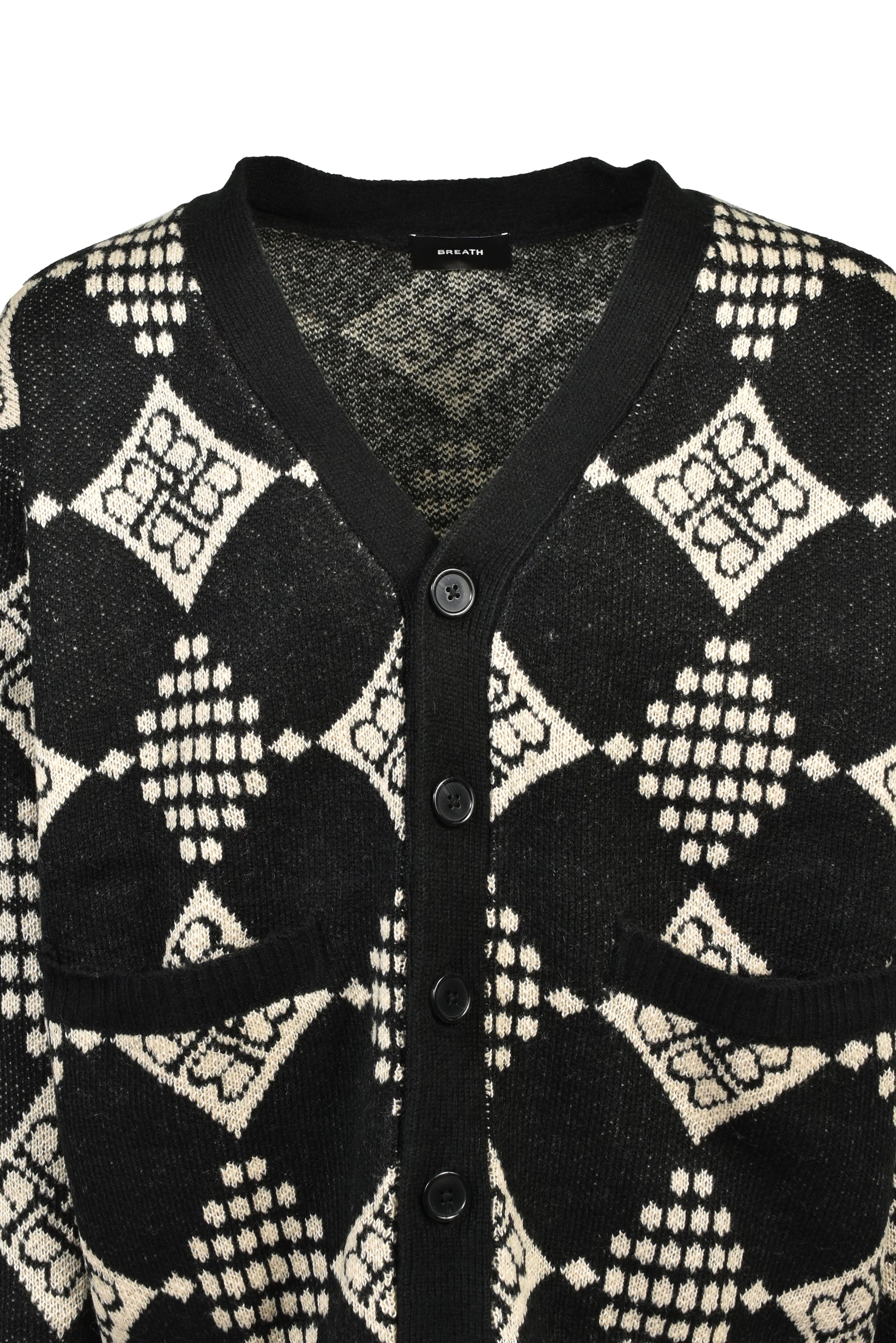 DIAMOND KNIT CARDIGAN / BLK