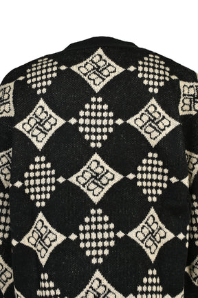 DIAMOND KNIT CARDIGAN / BLK
