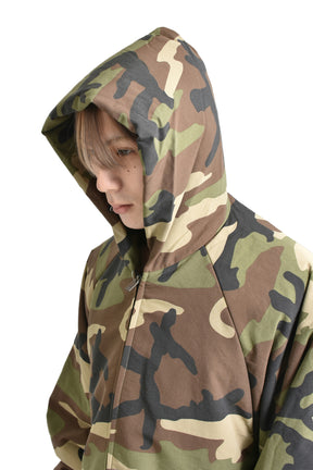 MILITARY NYLON HOODED JACKET / WOODLAND CAMO