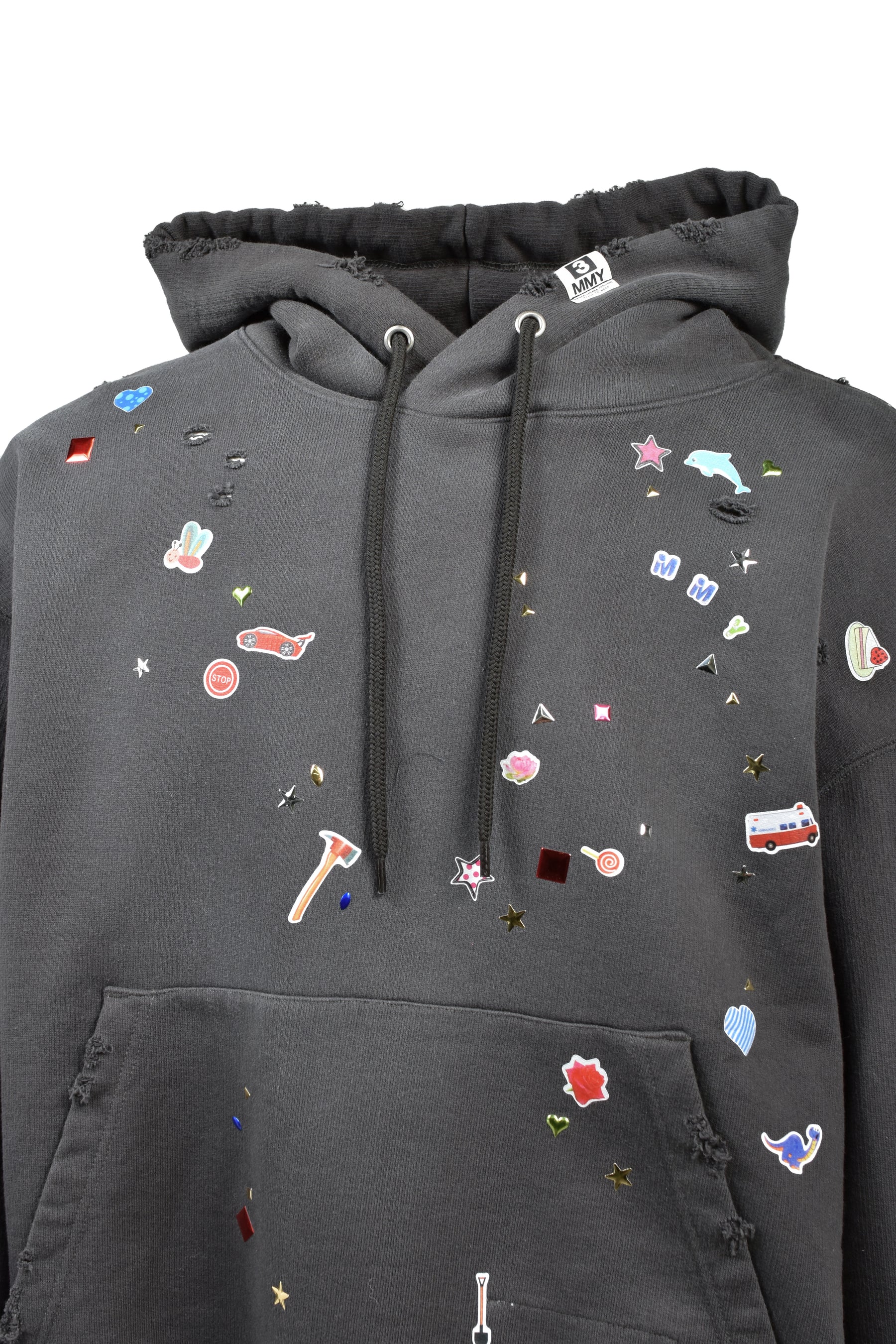 KIDS STICKER HOODIE / BLK