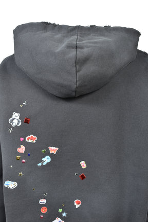 KIDS STICKER HOODIE / BLK