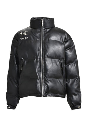 TC LEATHER PUFFER JACKET / BLK