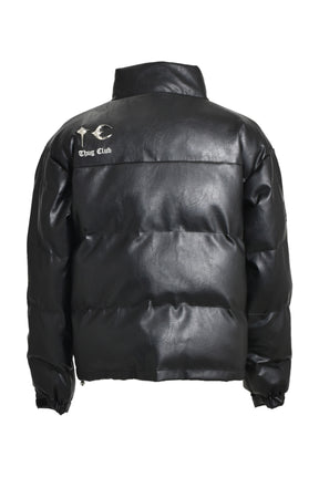 TC LEATHER PUFFER JACKET / BLK