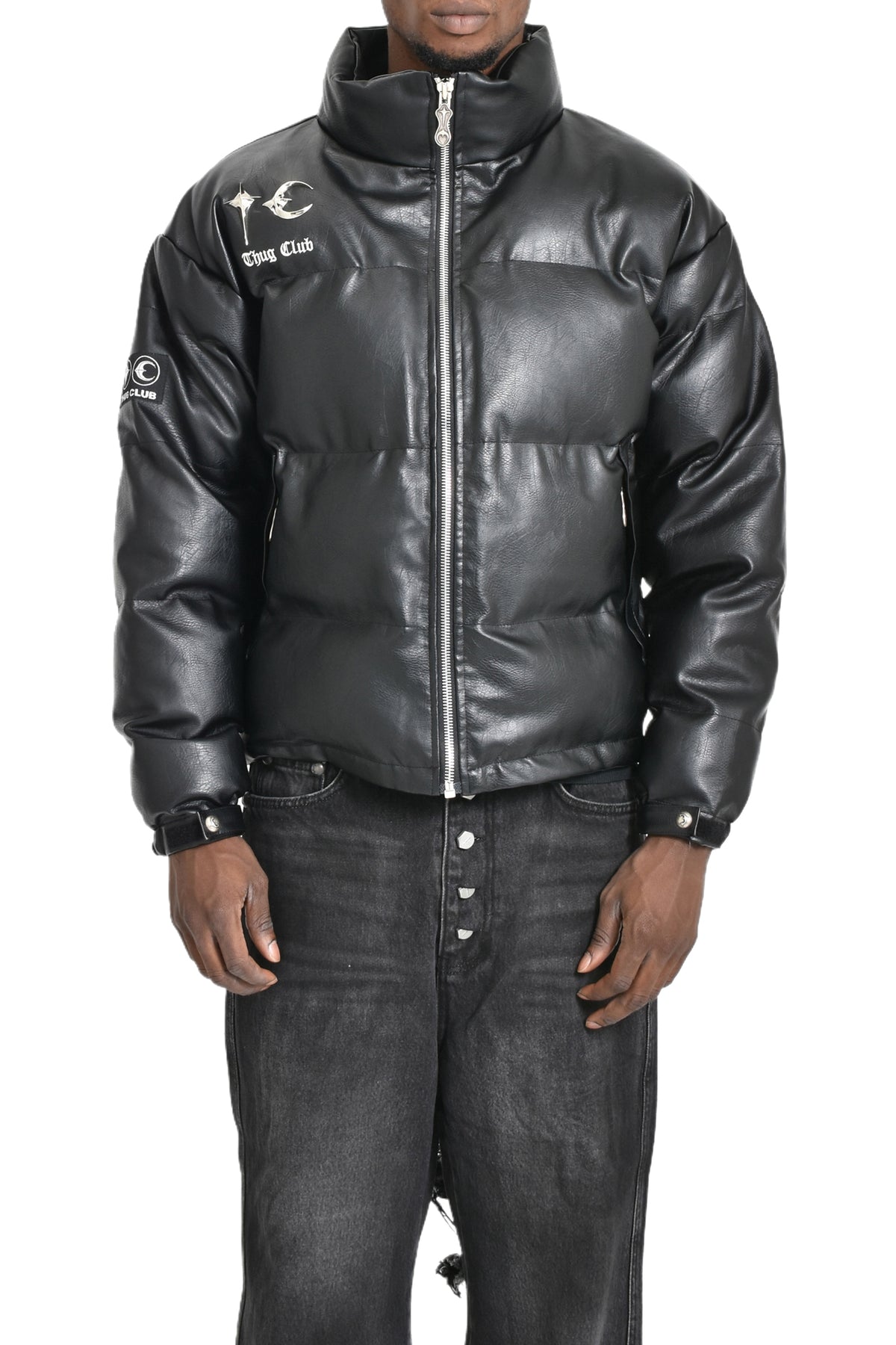 TC LEATHER PUFFER JACKET / BLK