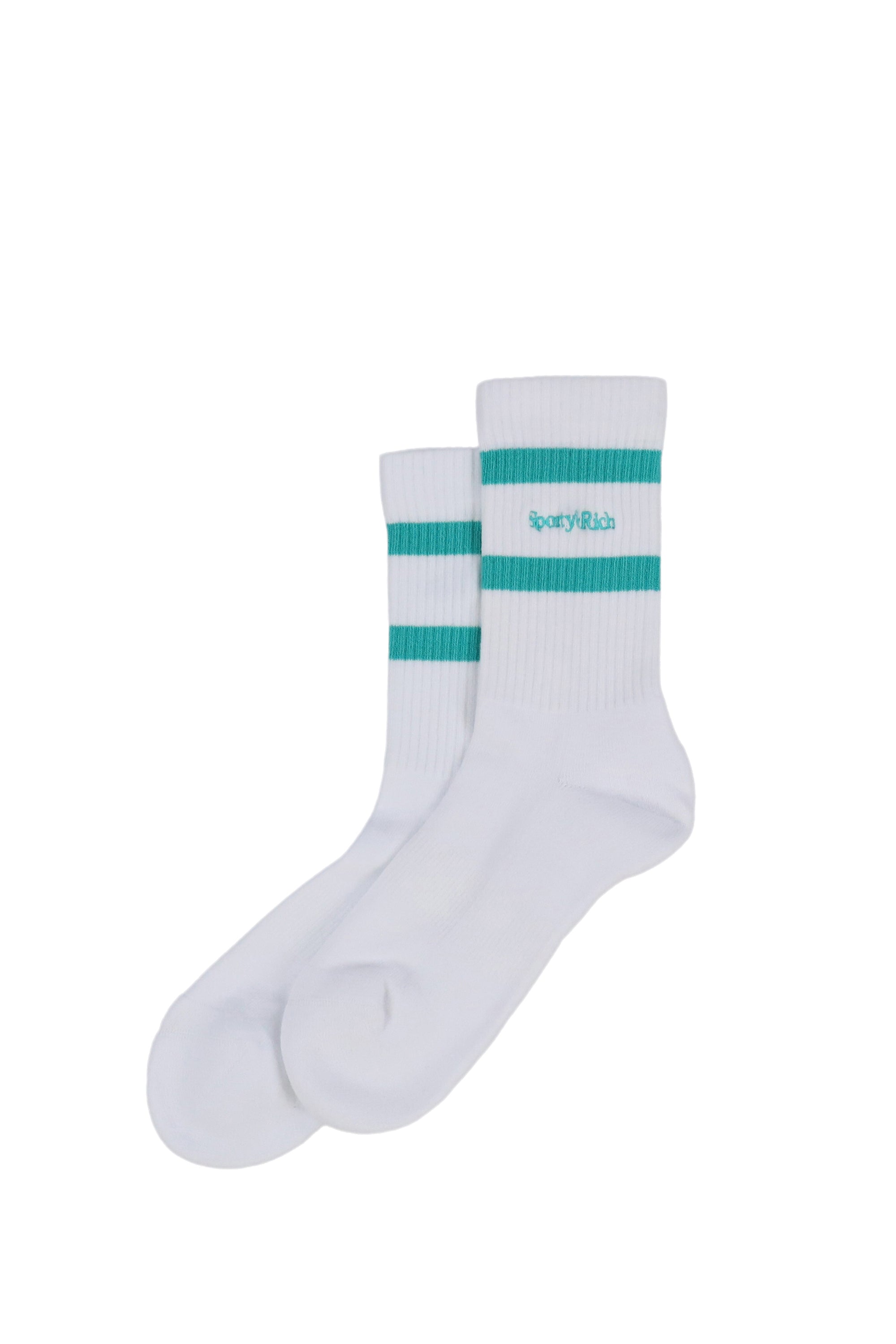 Sporty & Rich スポーティ アンド リッチ SS24 SERIF LOGO EMBROIDERED SOCKS / WHT - NUBIAN