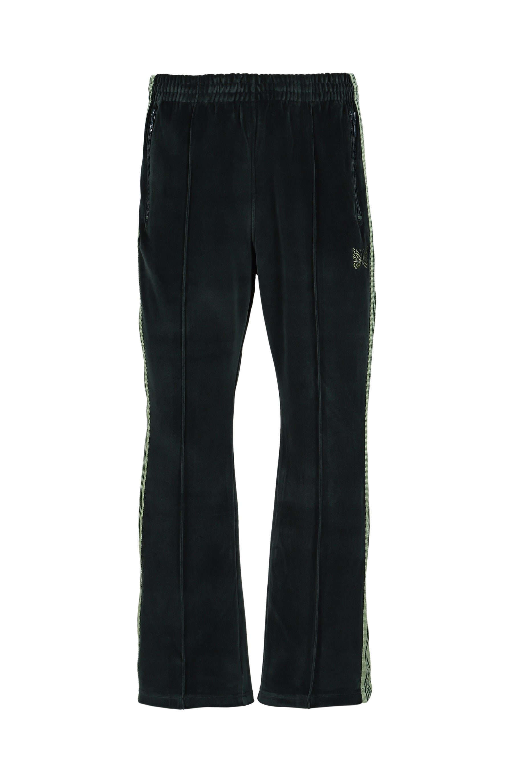 BOOT-CUT TRACK PANT - C/PE VELOUR / GRN