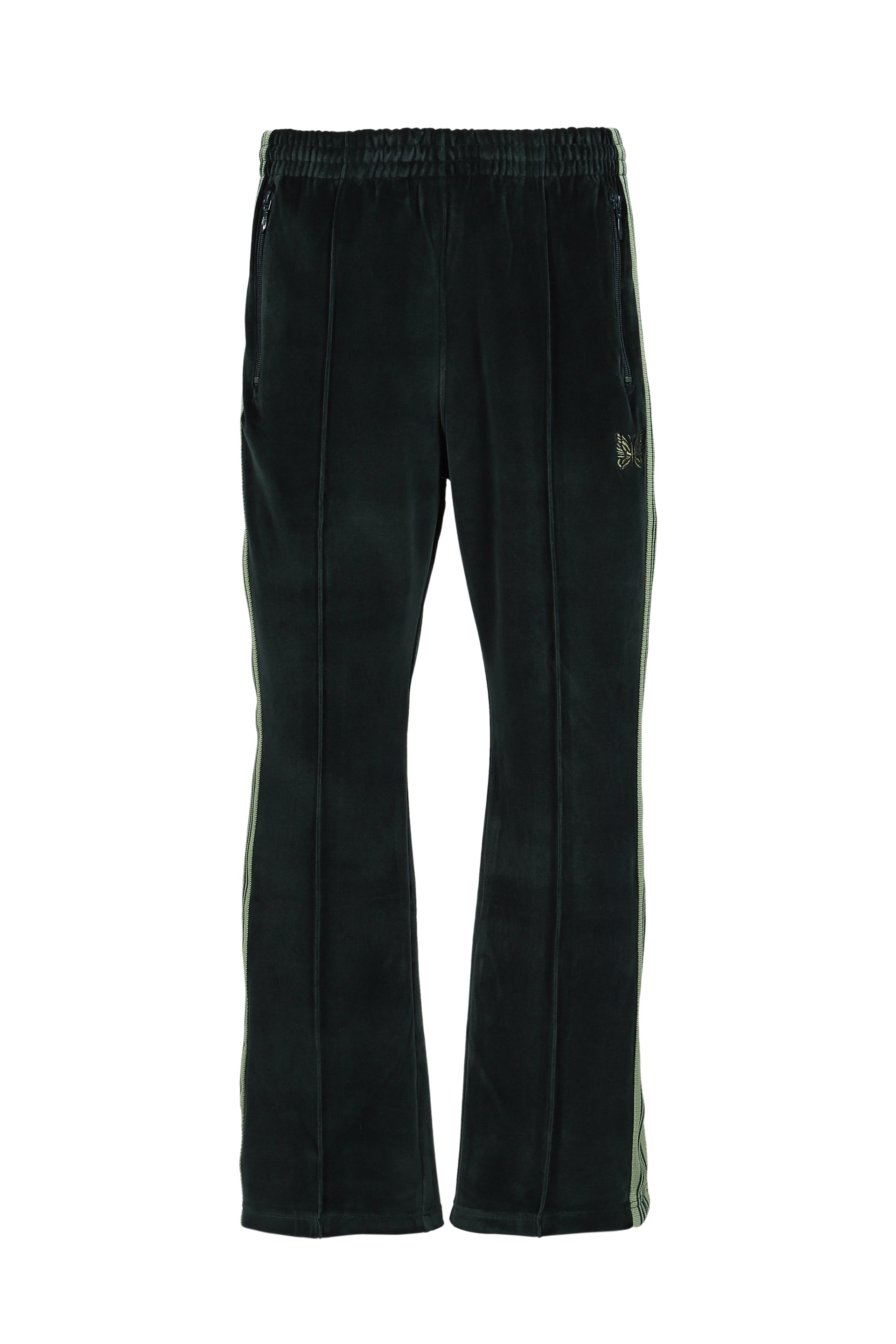 BOOT-CUT TRACK PANT - C/PE VELOUR / GRN