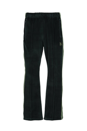 BOOT-CUT TRACK PANT - C/PE VELOUR / GRN