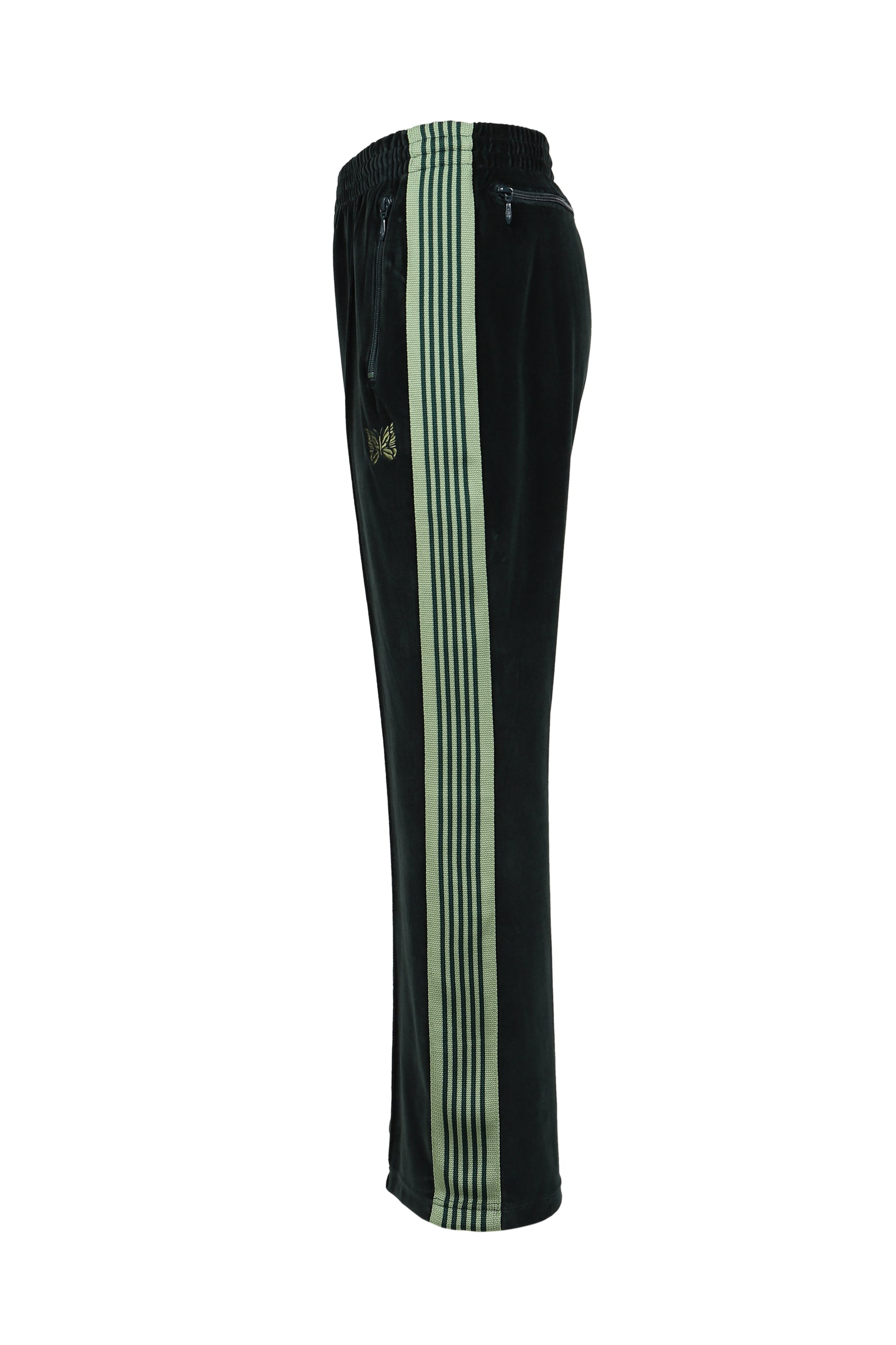 BOOT-CUT TRACK PANT - C/PE VELOUR / GRN