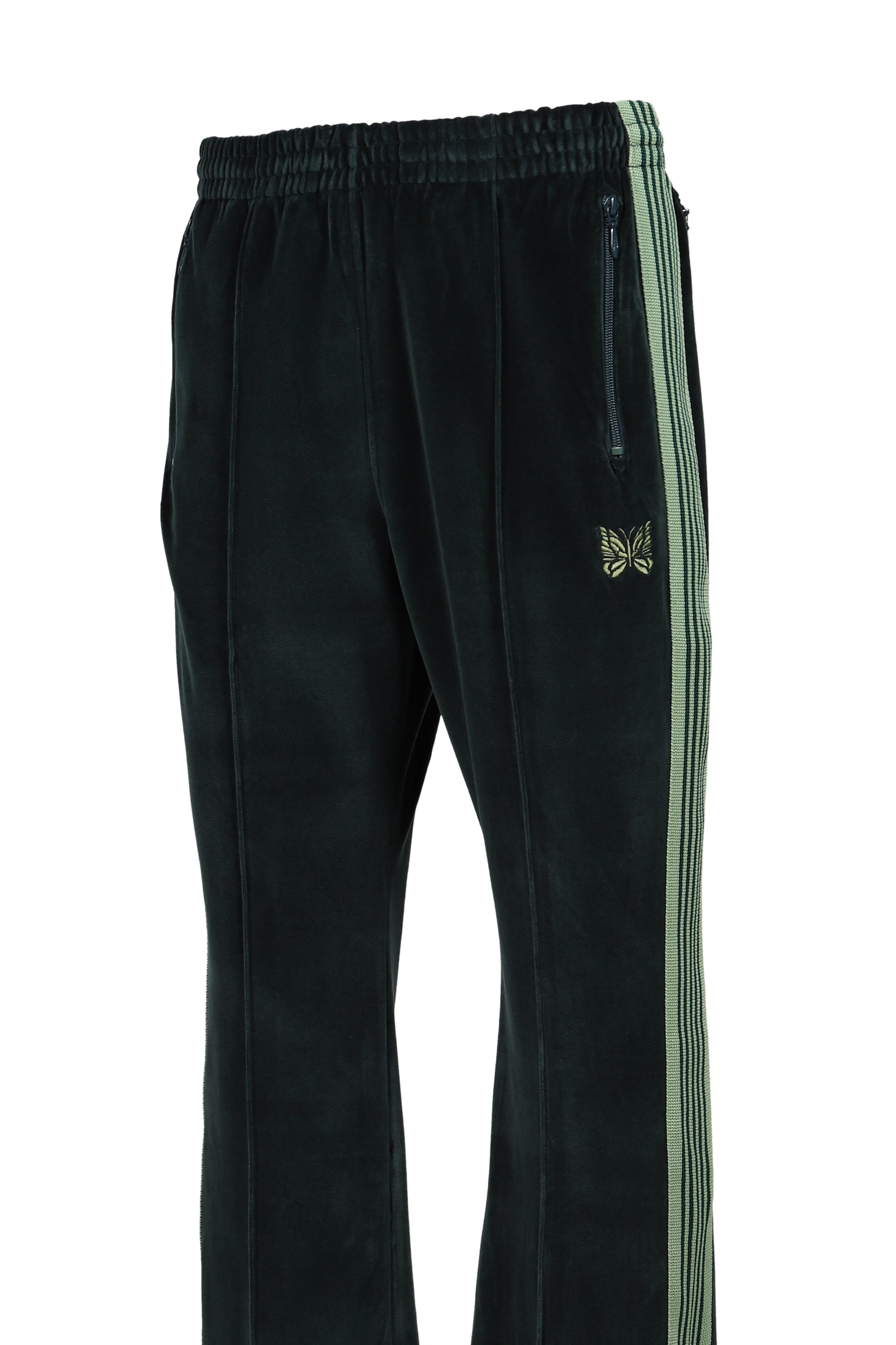 BOOT-CUT TRACK PANT - C/PE VELOUR / GRN