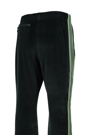 BOOT-CUT TRACK PANT - C/PE VELOUR / GRN