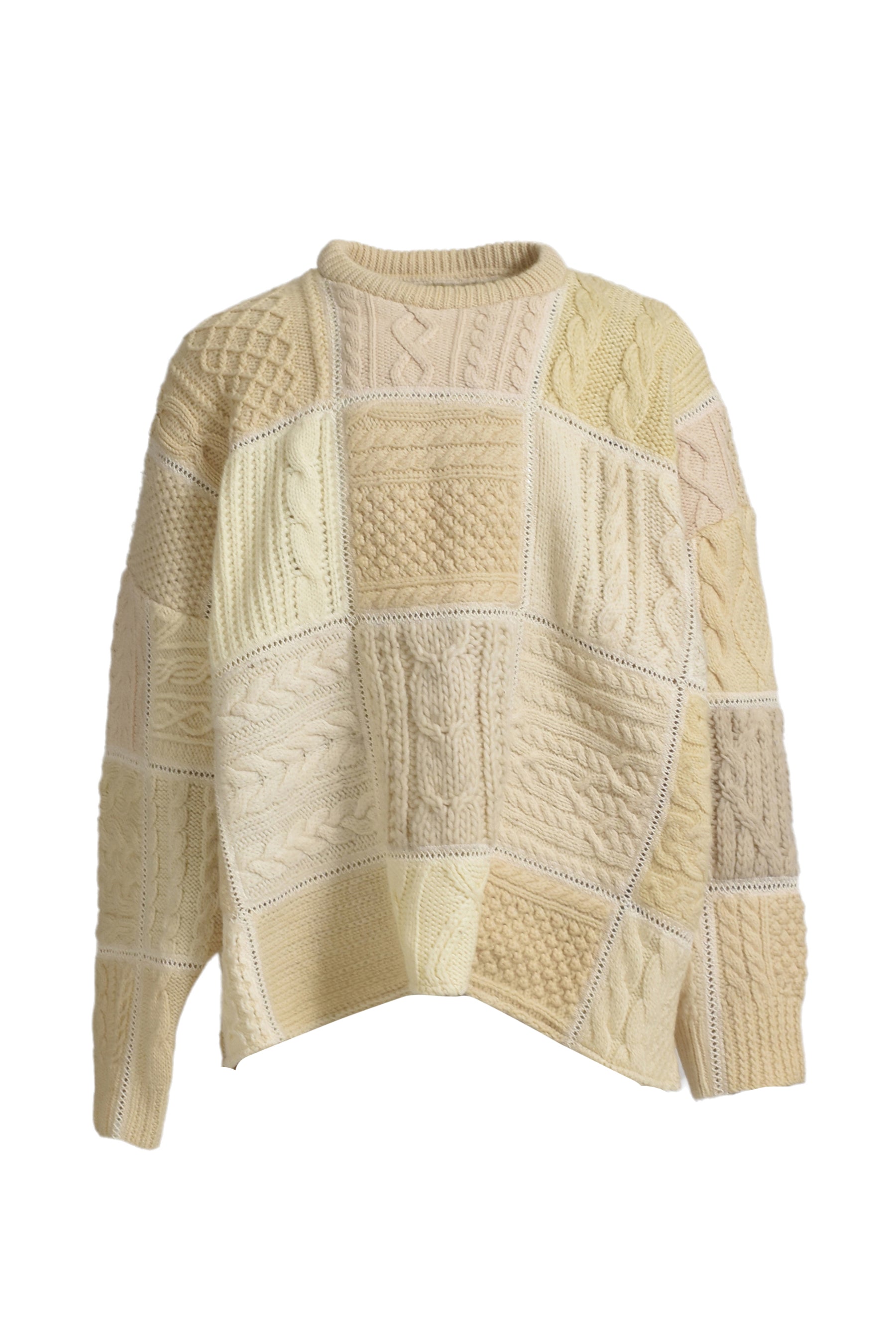 PATCHWORK FISHERMAN KNIT / WHT