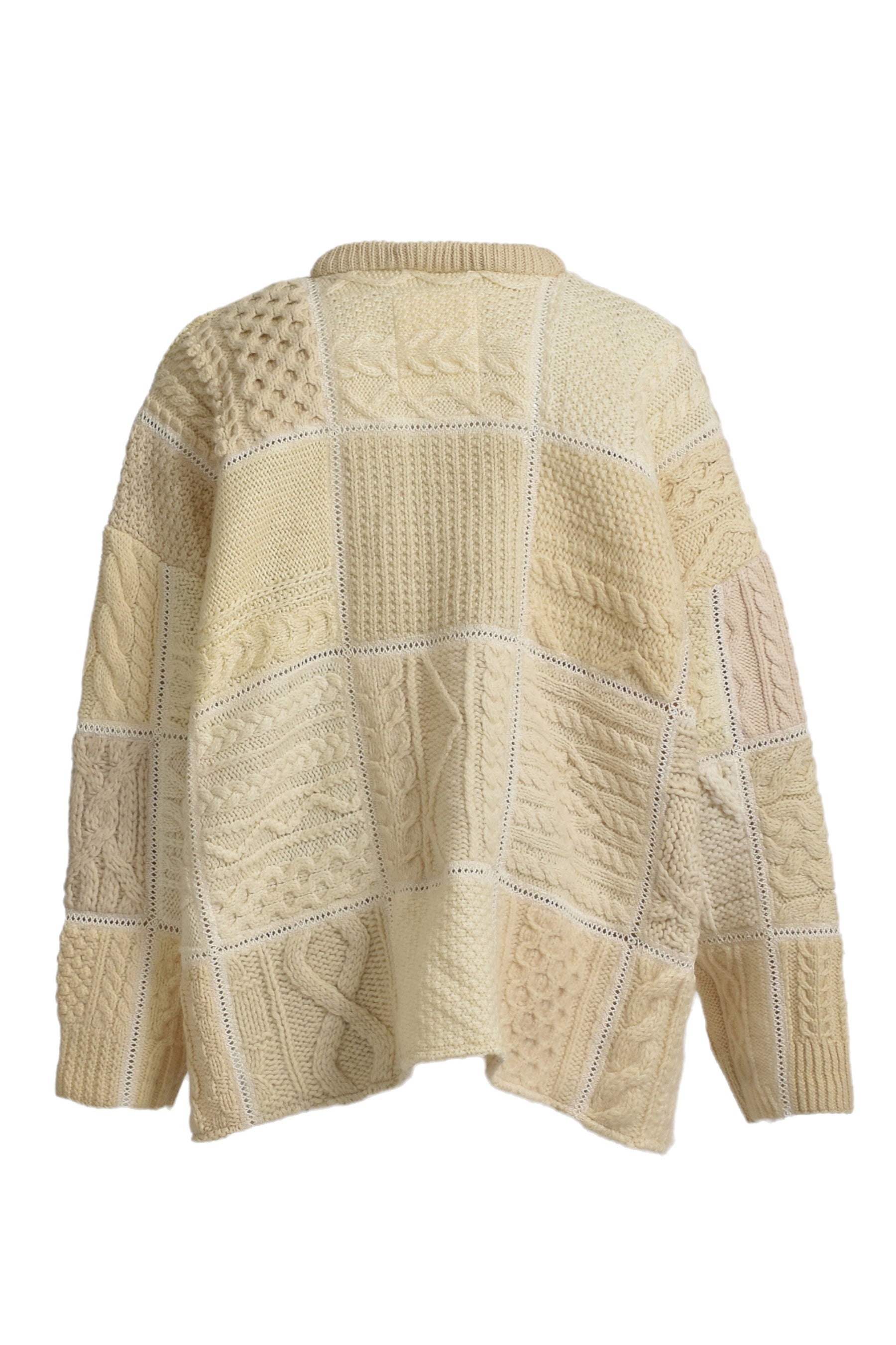 PATCHWORK FISHERMAN KNIT / WHT