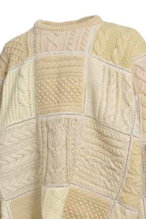 PATCHWORK FISHERMAN KNIT / WHT