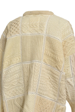 PATCHWORK FISHERMAN KNIT / WHT