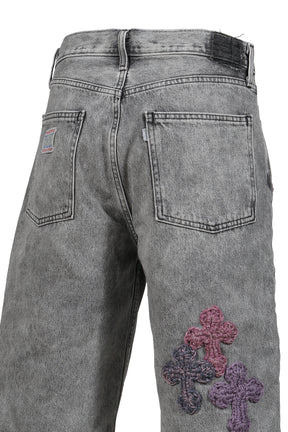 3D CROSS DENIM SHORTS / INDIGO