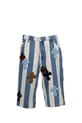 3D CROSS DENIM SHORTS / INDIGO