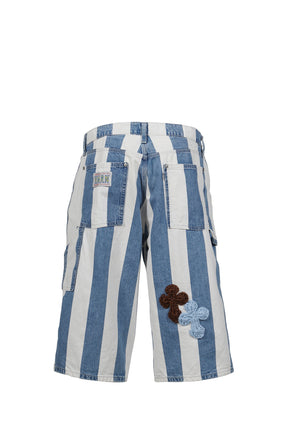 3D CROSS DENIM SHORTS / INDIGO