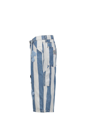 3D CROSS DENIM SHORTS / INDIGO