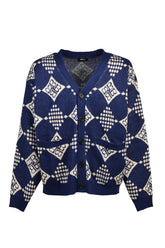 DIAMOND KNIT CARDIGAN / NVY