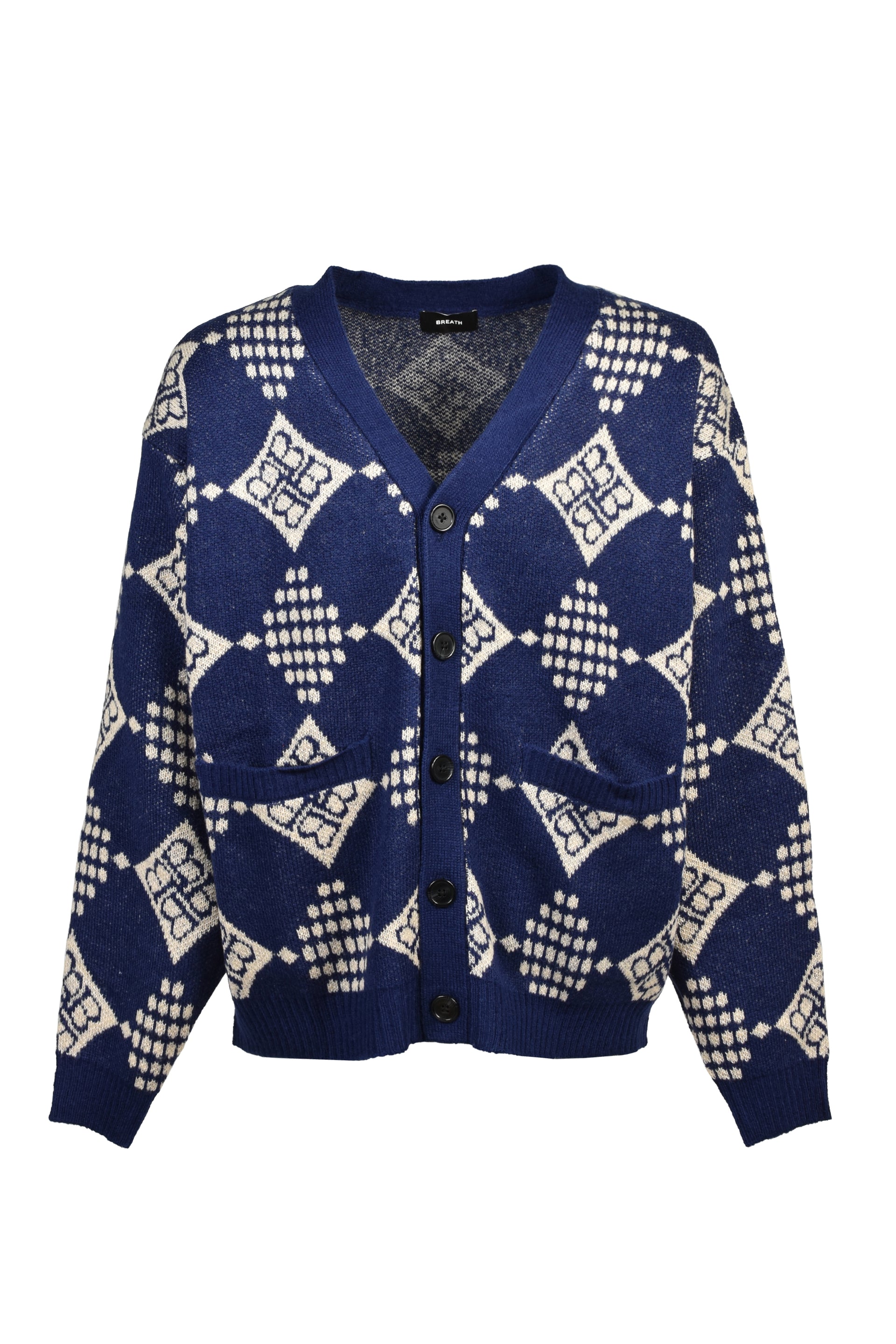 DIAMOND KNIT CARDIGAN / NVY
