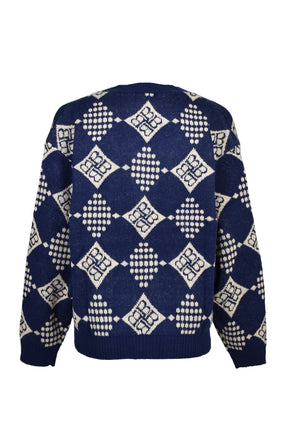 DIAMOND KNIT CARDIGAN / NVY