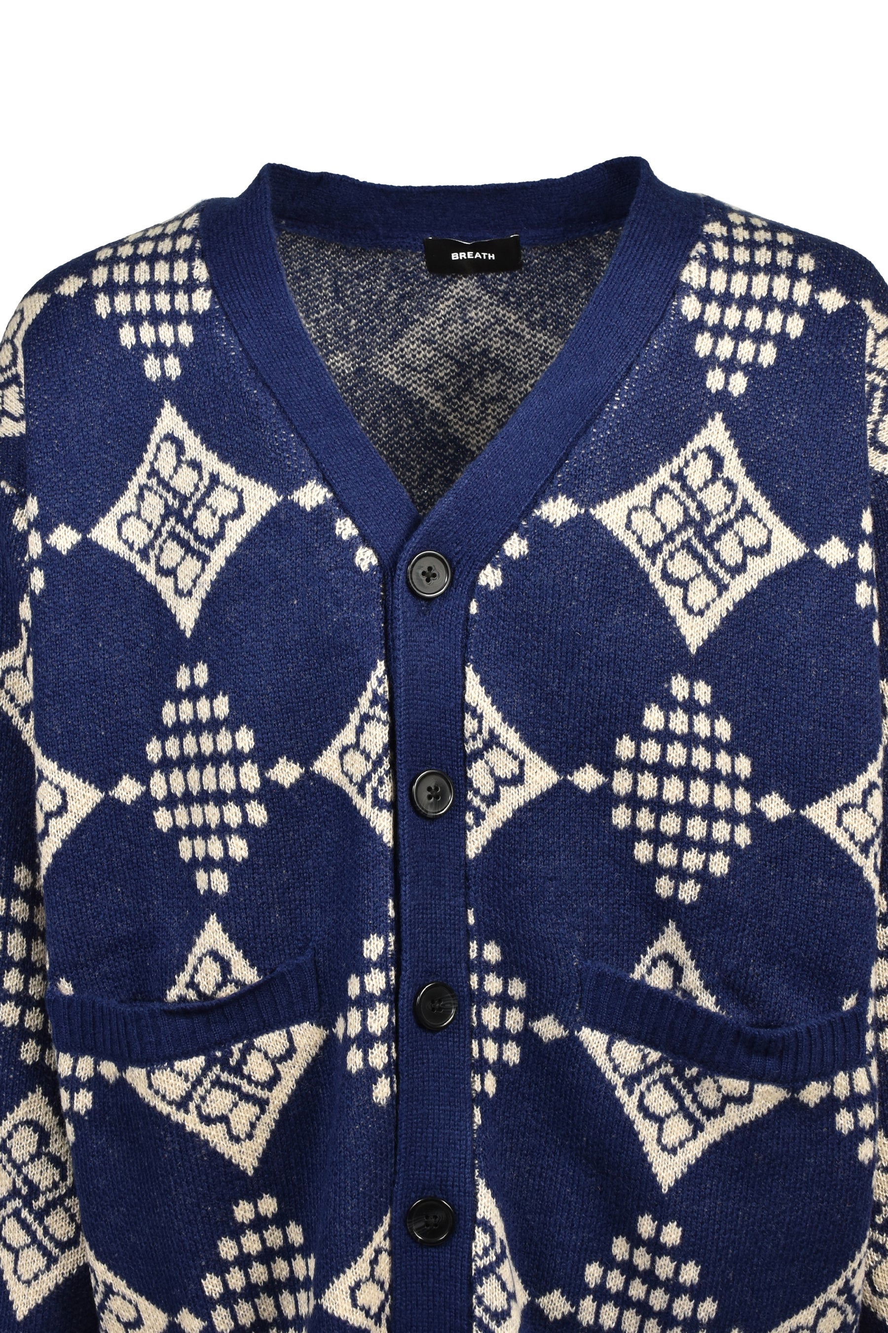 DIAMOND KNIT CARDIGAN / NVY