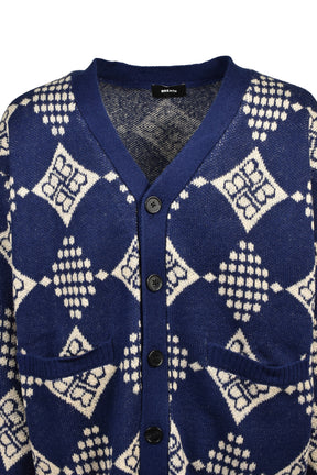DIAMOND KNIT CARDIGAN / NVY