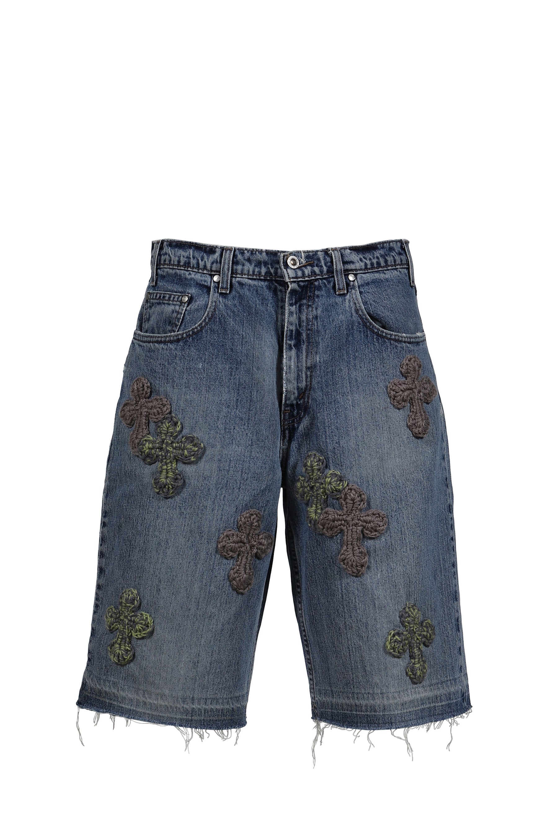 3D CROSS DENIM SHORTS / INDIGO