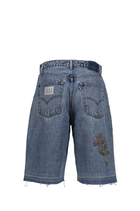 3D CROSS DENIM SHORTS / INDIGO