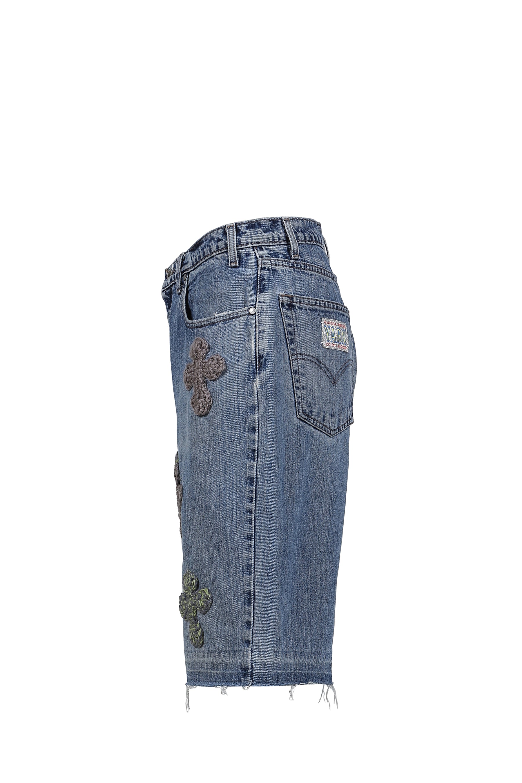 3D CROSS DENIM SHORTS / INDIGO
