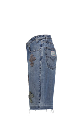3D CROSS DENIM SHORTS / INDIGO