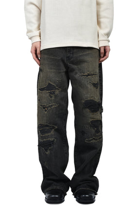 BORO BOOTCUT WIDE JEANS / BLK