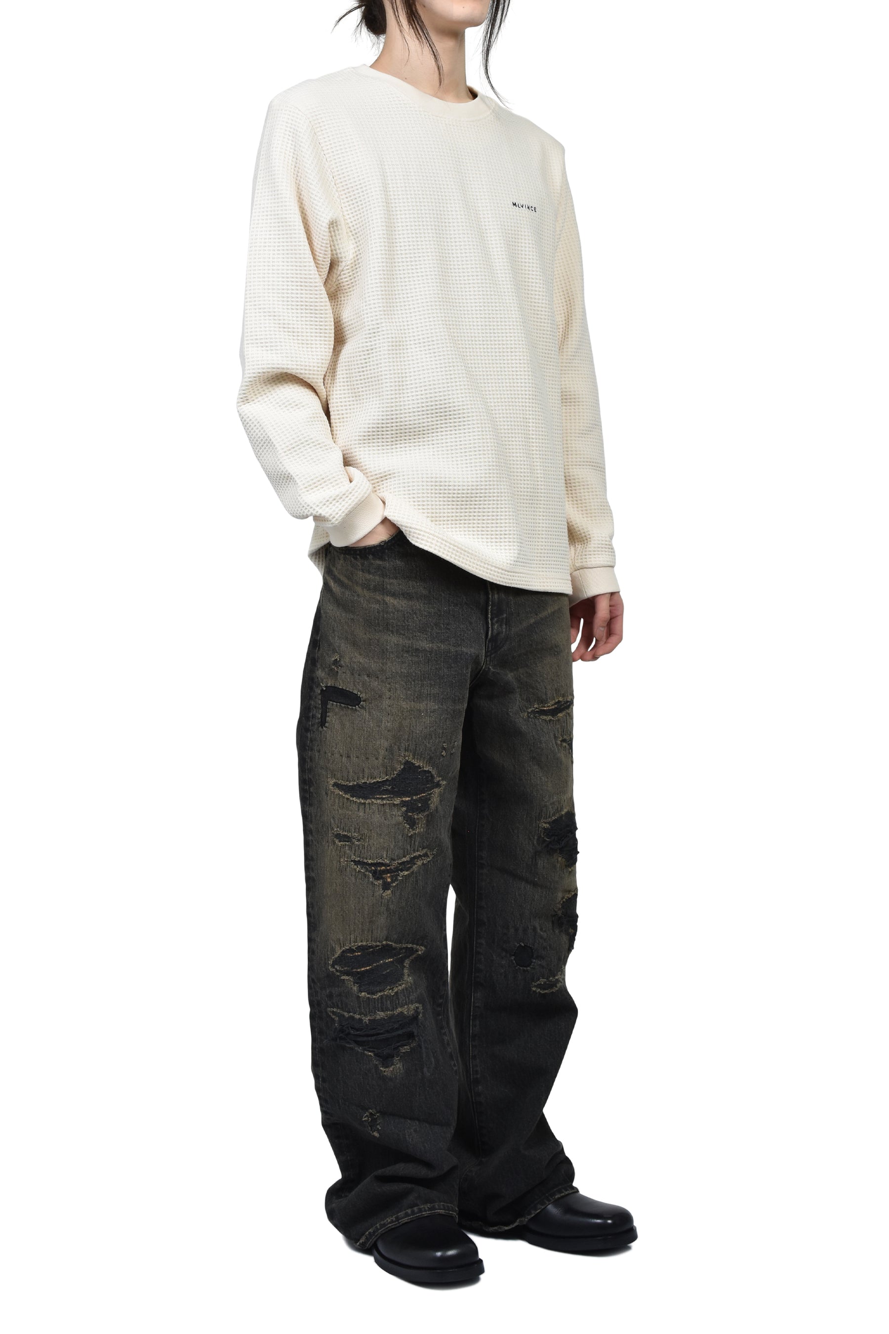 BORO BOOTCUT WIDE JEANS / BLK