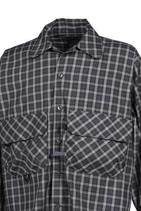 TECH SPORTS OPEN COLLAR SHIRT L/S GREN PLAID / CHA