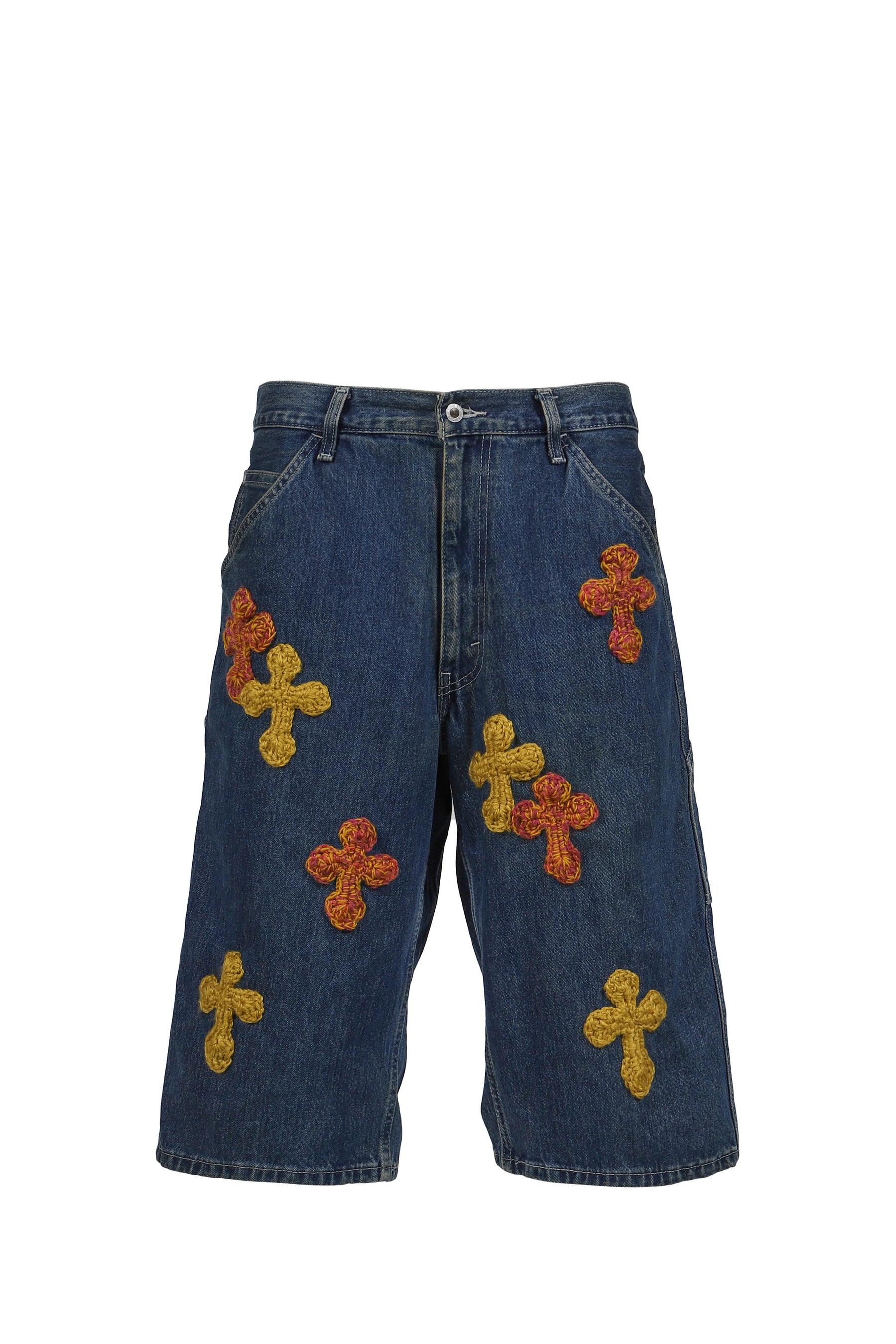 3D CROSS DENIM SHORTS / INDIGO