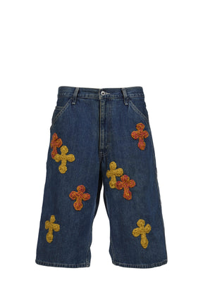 3D CROSS DENIM SHORTS / INDIGO