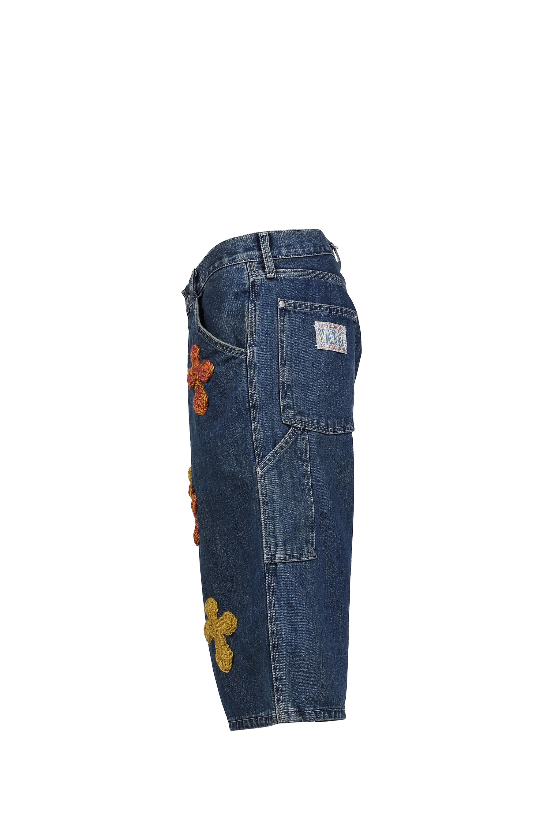 3D CROSS DENIM SHORTS / INDIGO