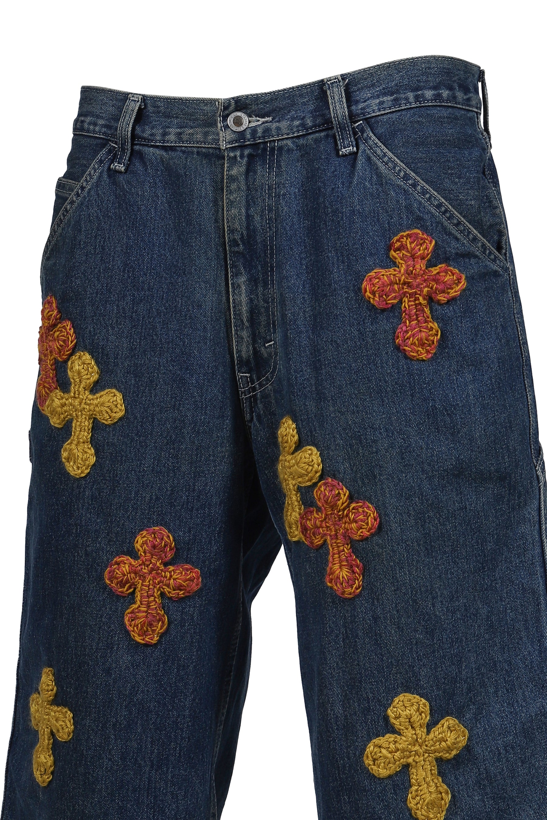 3D CROSS DENIM SHORTS / INDIGO