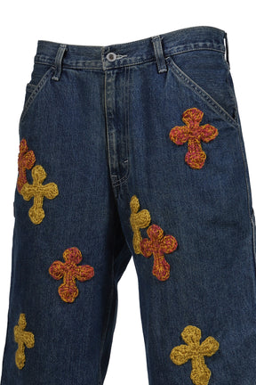 3D CROSS DENIM SHORTS / INDIGO