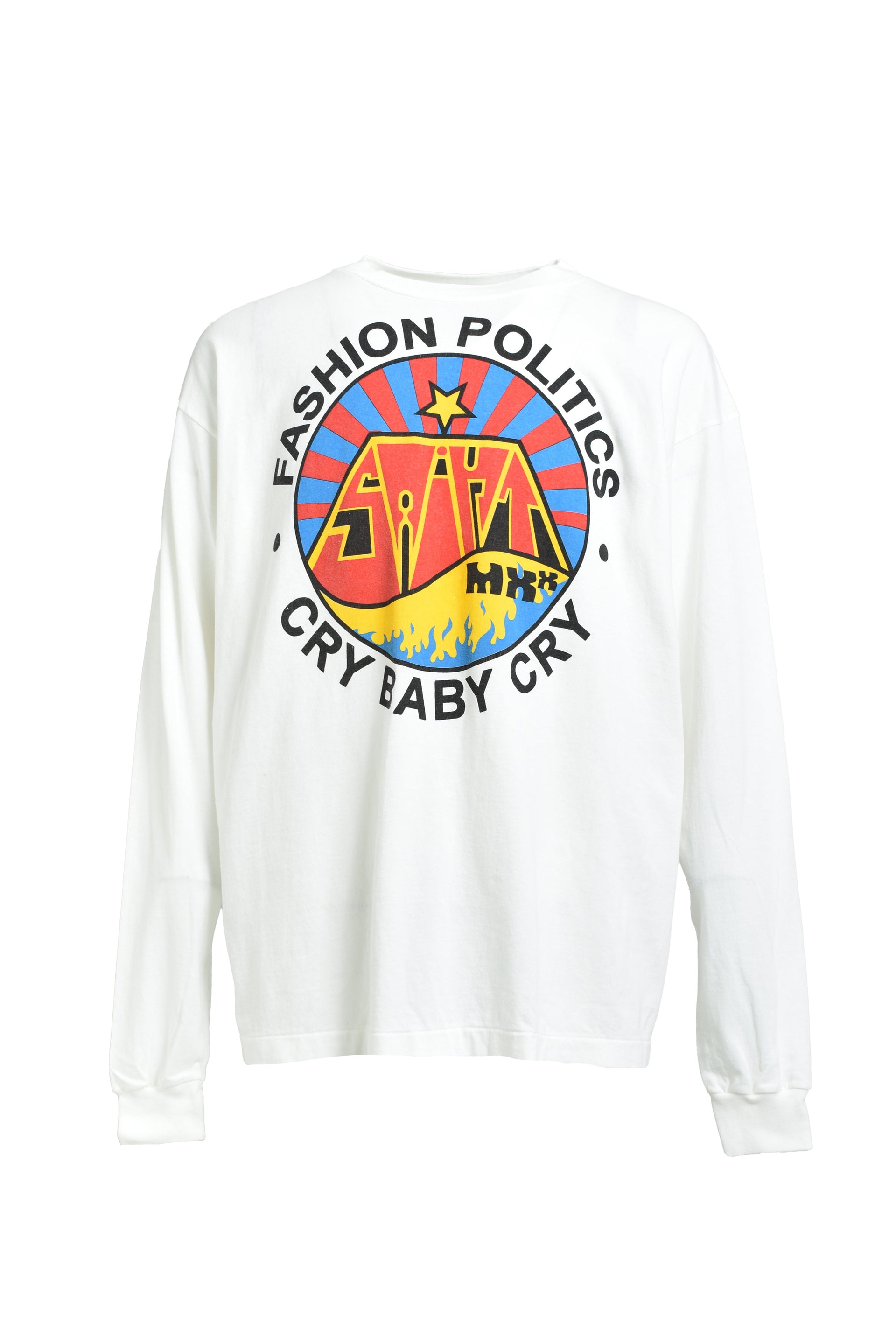 LS TEE/FASHION POLITICS / WHT