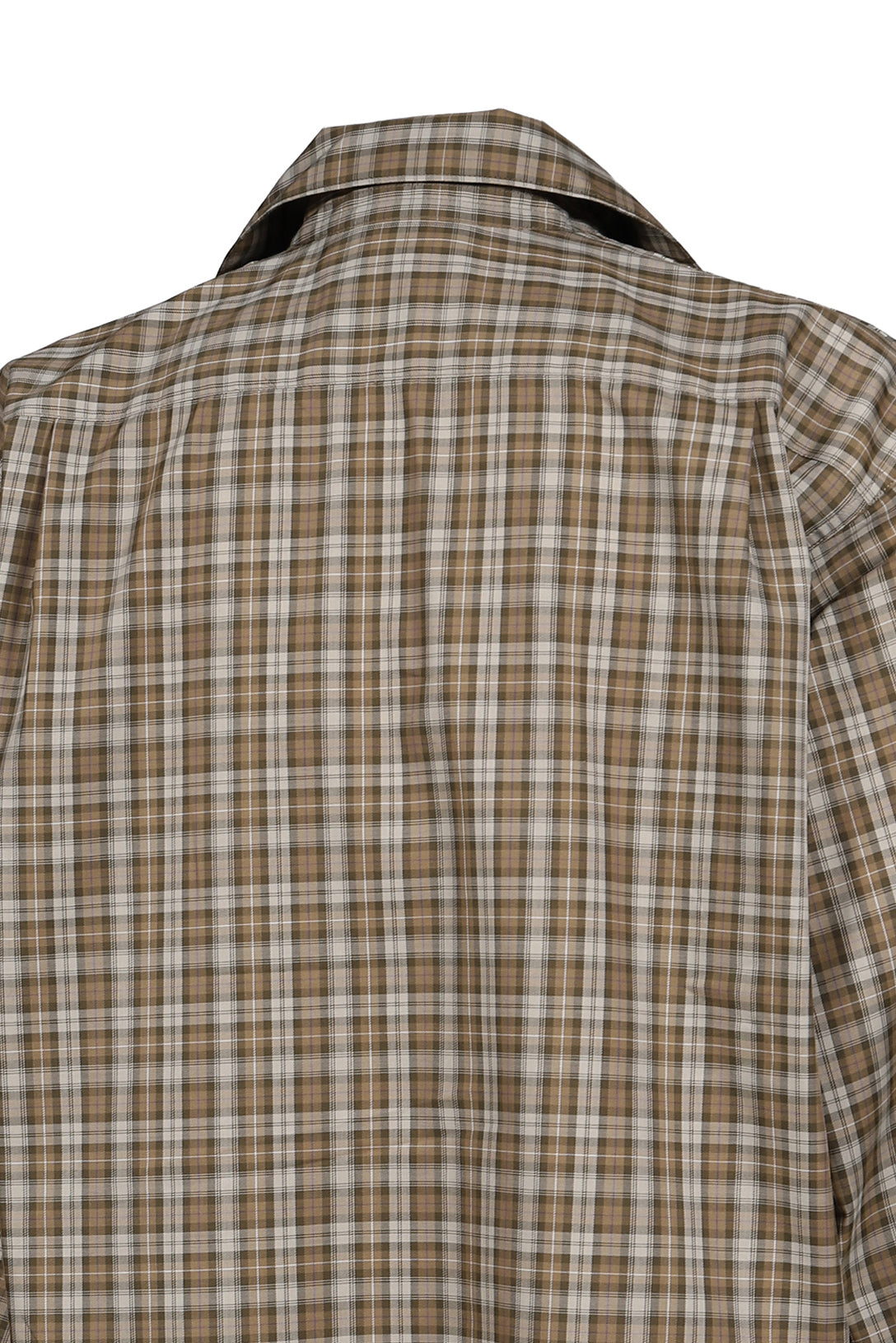 TECH SPORTS OPEN COLLAR SHIRT L/S GREN PLAID / BRW GRY