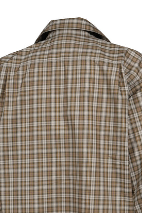 TECH SPORTS OPEN COLLAR SHIRT L/S GREN PLAID / BRW GRY