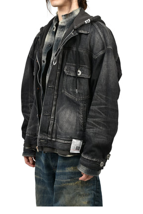 TRIPLE LAYERED DENIM JACKET / BLK