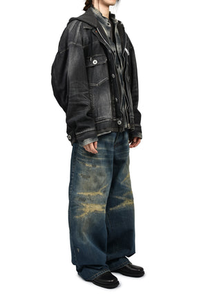 TRIPLE LAYERED DENIM JACKET / BLK