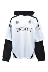BH LOGO LAYERED GAME SHIRT HOODIE / WHT
