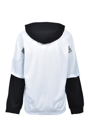 BH LOGO LAYERED GAME SHIRT HOODIE / WHT