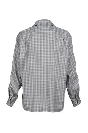 TECH SPORTS OPEN COLLAR SHIRT L/S GREN PLAID / LT.GRY